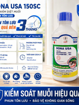 Chế phẩm diệt muỗi DONA USA 150SC phun tồn lưu trên tường và vách trong nhà