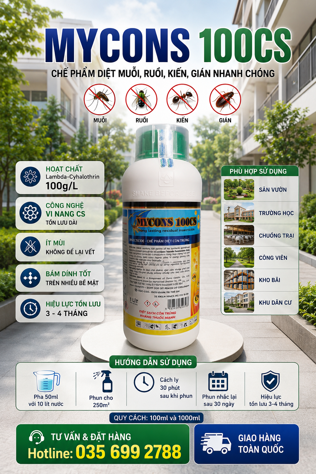 CHẾ PHẨM DIỆT MUỖI MYCONS 100CS