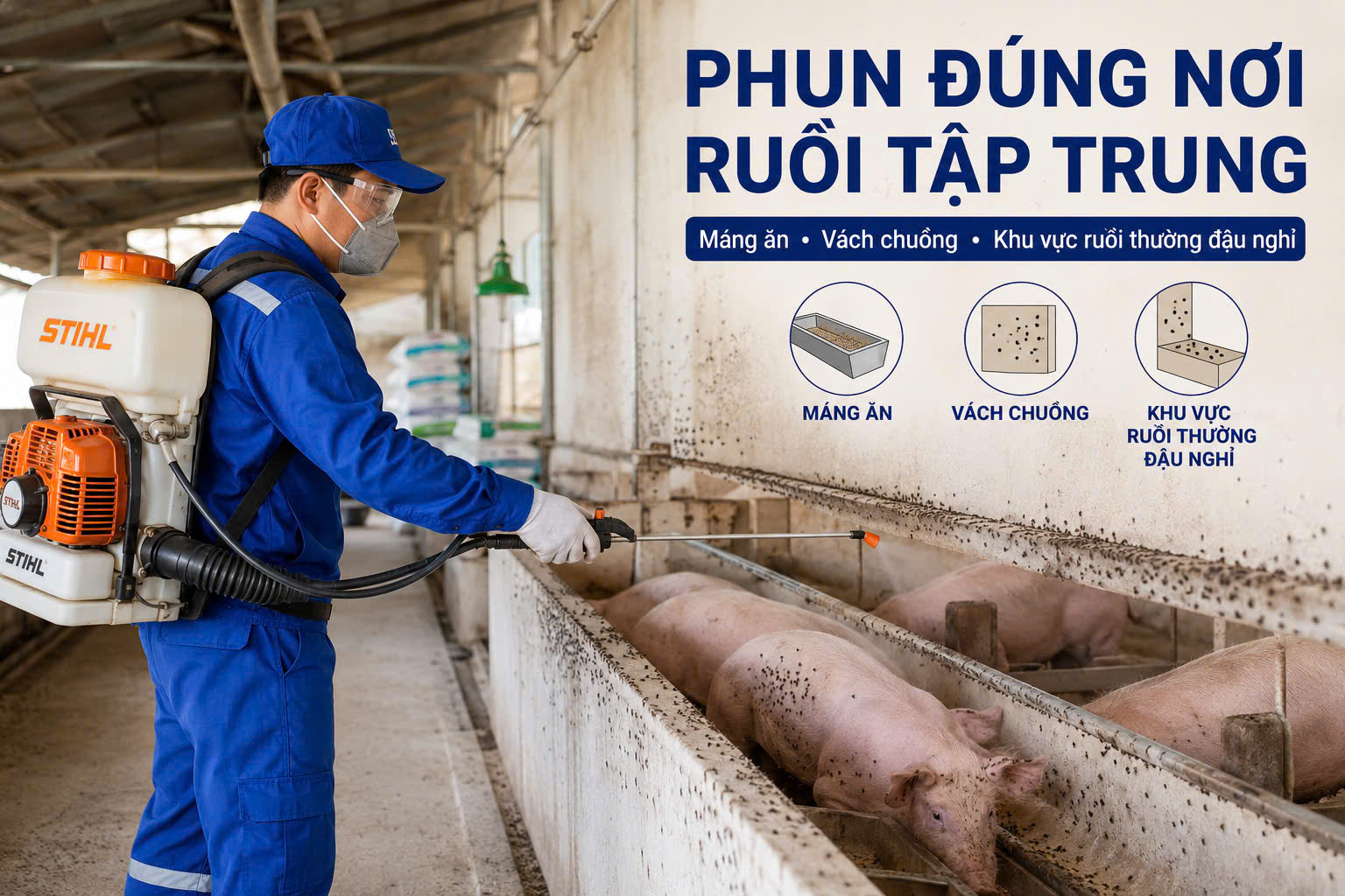 Phun đúng nơi ruồi tập trung
