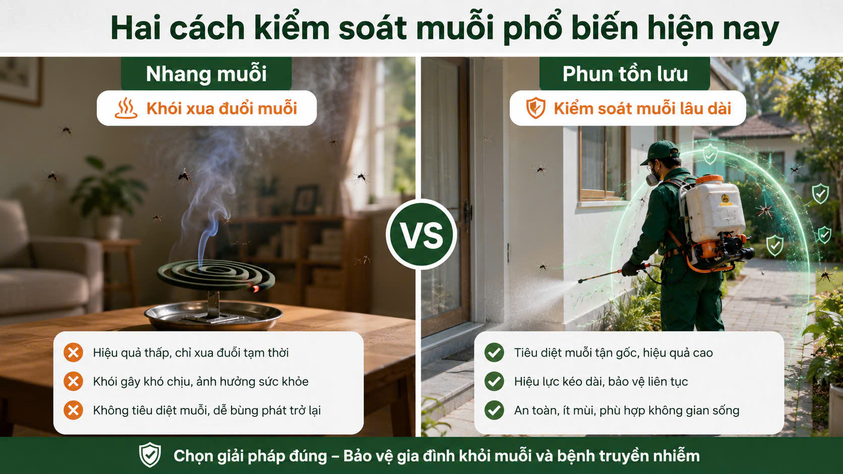 Giải pháp kiểm soát muỗi tồn lưu dài giúp giảm tần suất xử lý và duy trì hiệu quả lâu hơn
