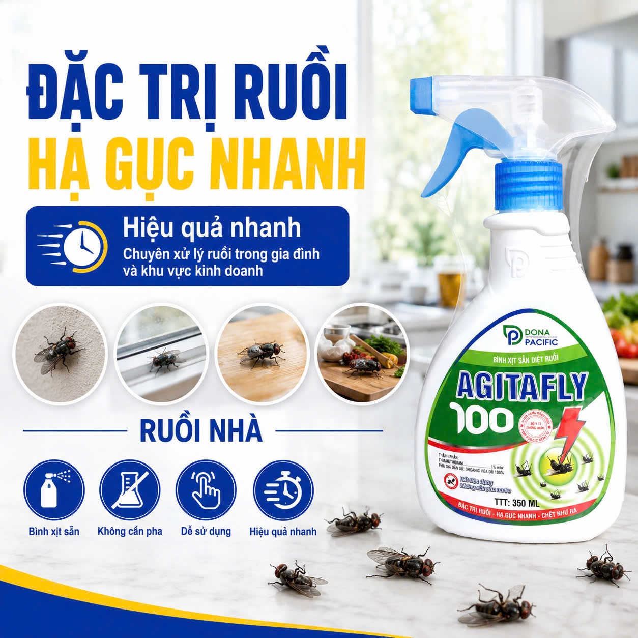diệt ruồi agitafly 100 Bình xịt sẵn diệt ruồi AGITAFLY 100 không cần pha loãng